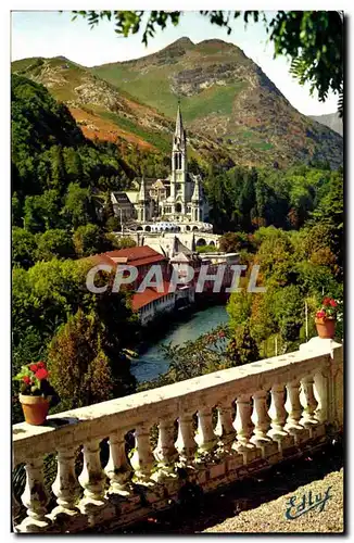 Cartes postales moderne Lourdes La Basilique et le Gave