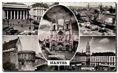 Cartes postales Nantes Theatre Le port Douves du chateau la Place royale