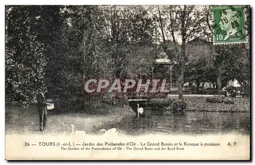 Cartes postales Tours Jardin des Prebendes d&#39oe Le Grand Bassin et le Kiosque a Musique