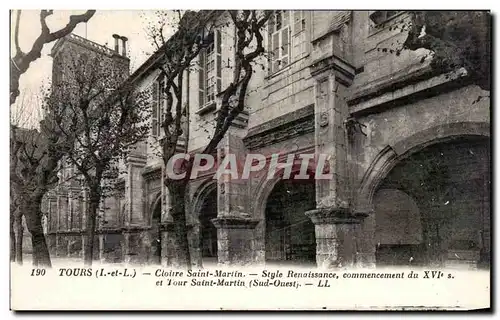 Cartes postales Tours Cloitre Saint Martin Style Renaissance