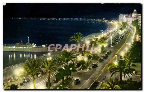 Cartes postales moderne Nice la nuit La Promenade des Anglais Bateau