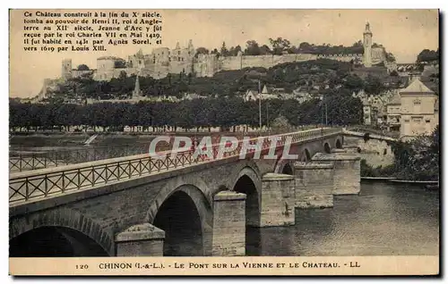 Cartes postales Chinon Le Pont Sur La Vienne Et Le Chateau