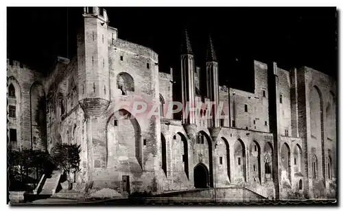 Ansichtskarte AK Avignon Effet de Nuit Facade Occidentaie du palais des Papes Construite sous Clement