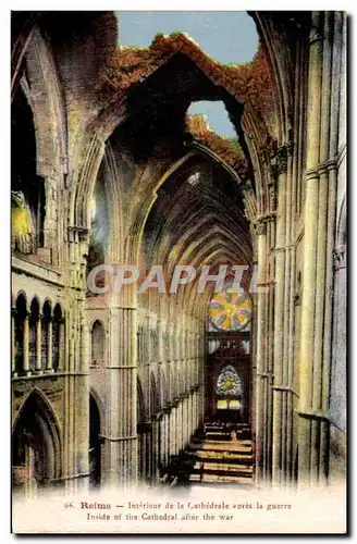 Ansichtskarte AK Reims Interieur de la Cathedrale apres la Guerre Militaria