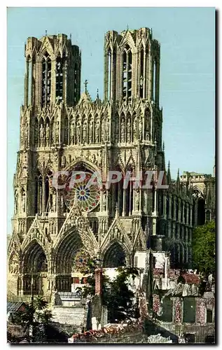 Ansichtskarte AK La Cathedrale De Reims apres la Guerre Militaria