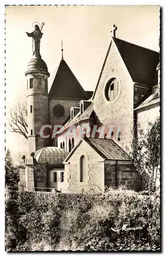 Cartes postales Mont Sainte Odile Partie Du Couvent et statue de la sainte