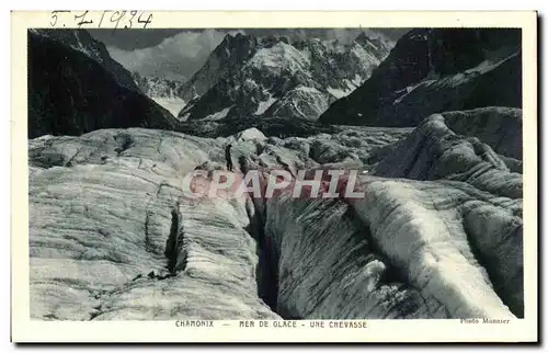 Cartes postales Chamonix Mer De Glace Une Crevasse