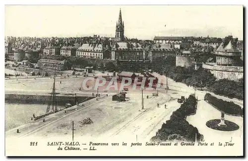 REPRO Saint Malo Panorama vers les portes Saint Vincent et Grande Porte et la Tour du Chateau