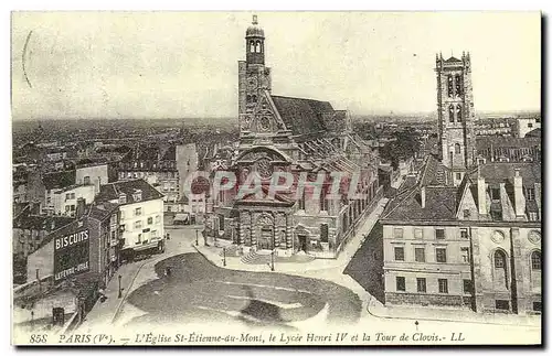 REPRO Paris L&#39Eglise St Etienne du Mont le Lycee Henri IV et la Tour de Clovis