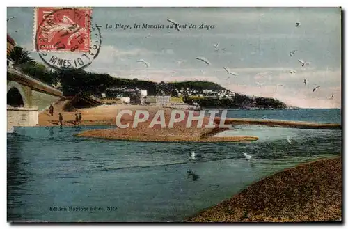 Cartes postales La Plage Les mouettes Au Pont Des Anges Nice