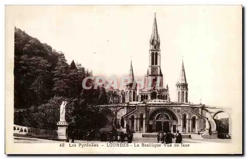 Cartes postales Lourdes La Basilique Vue de Face Les Pyrenees