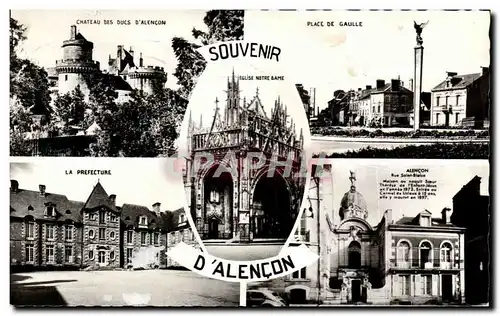 Cartes postales moderne Souvenir D&#39Alencon Chateau Prefecture Place de Gaulle Rue Saint Blaise
