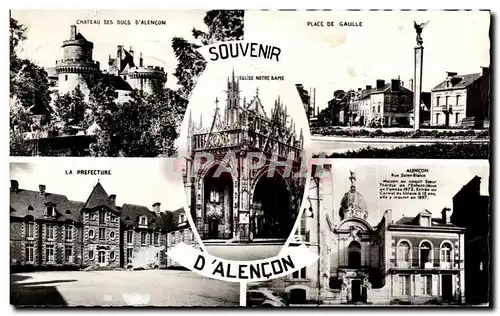 Cartes postales moderne Souvenir D'Alencon Chateau Prefecture Place de Gaulle Rue Saint Blaise