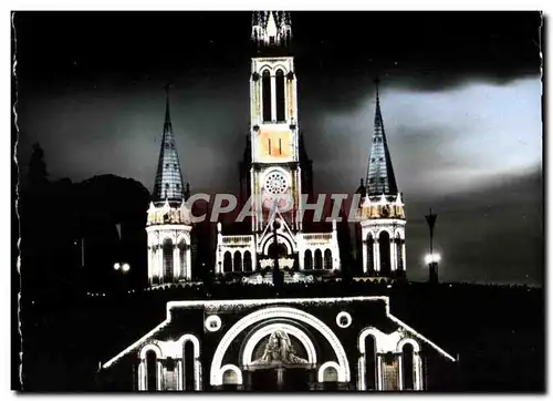 Ansichtskarte AK Lourdes La Basilique Illuminee