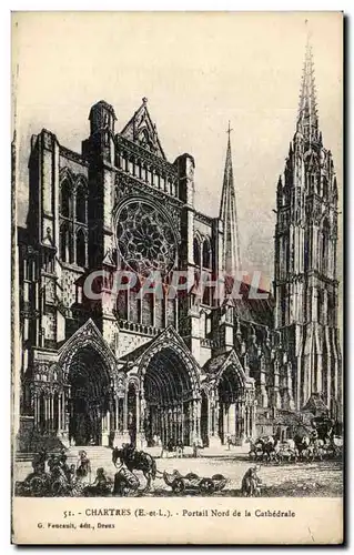 Cartes postales Chartres Portail Nord de la Cathedrale