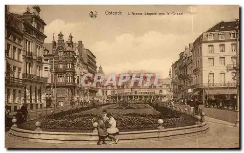 Cartes postales Ostende L&#39Avenue Leopold vers le Kursaal