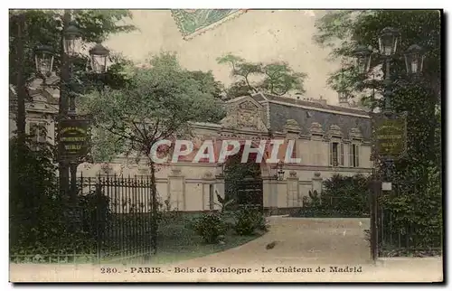 Cartes postales Paris Bois de Boulogne Le Chateau de Madrid