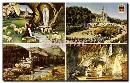 Cartes postales moderne Lourdes La Basilique L&#39Apparition et la Grotte