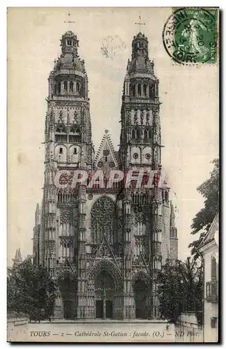 Cartes postales Tours Cathedrale St Gatien Facade