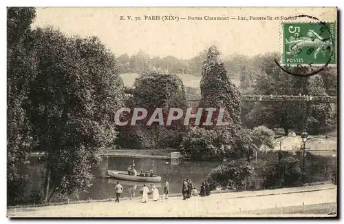 Ansichtskarte AK Paris Buttes Chaumont Lac Passerelle et rocher