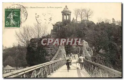 Cartes postales Paris Buttes Chaumont Lac Pont suspendu