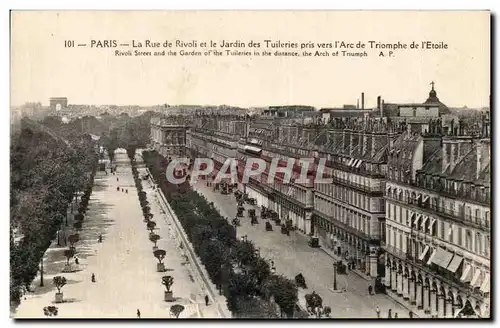 Ansichtskarte AK Paris La Rue de Rivoli et le Jardin des Tuileries pris vers I&#39Acr de Triomphe