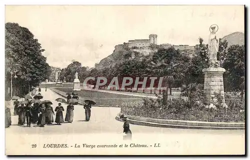 Cartes postales Lourdes La Vierge couronnee et le Chateau