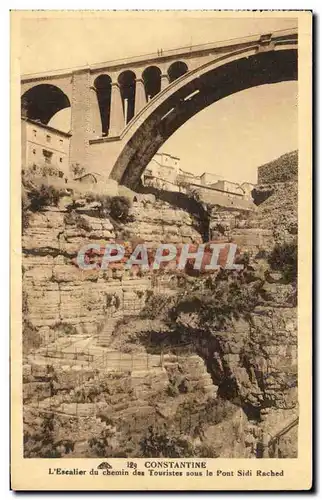 Ansichtskarte AK Constantine L&#39Escalier du chemin des Touristes sous le Pont Sidi Rached Algerie