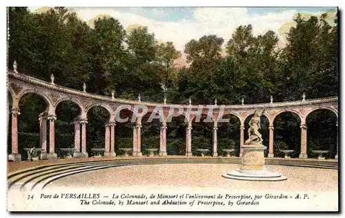 Cartes postales Parc de Versailles La Colonnade de Mansart et I&#39enlevement de Proserpine par Girardon