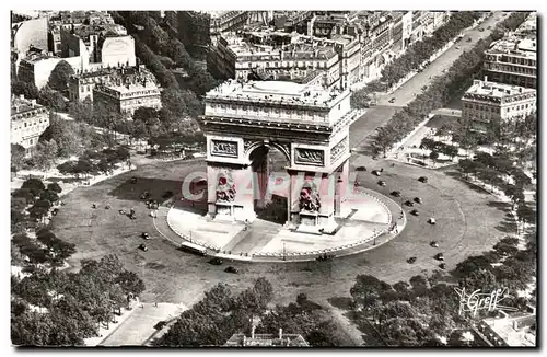 Cartes postales Paris Vue Aerienne Place de l&#39Arc de Triomphe de l&#39Etoile a droite l&#39Avenue des Champs