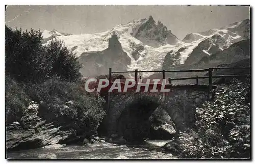 Ansichtskarte AK Les Hautes Alpes La Grave Pont du Chazelet et la Meije