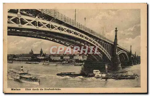 Ansichtskarte AK Mainz Blick durch die Strassenbrucke Bateaux