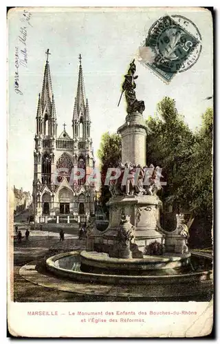 Ansichtskarte AK Marseille Le monument des Enfants des Bouches du Rhone et l&#39Eglise des Reformes
