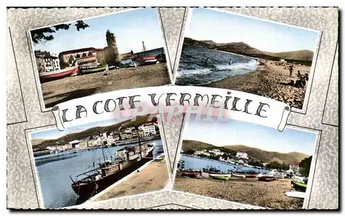 Cartes postales La Cote Vermeille Collioure L&#39Eglise Bateaux de Peche Argeles sur Mer L a Plage