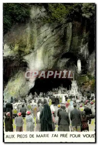 Cartes postales Lourdes La Grotte Aux pieds De Marie j'ai Prie Pour Vous
