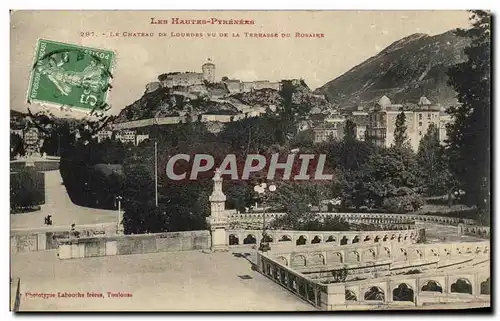 Cartes postales Les Hautes Pyrenees Le Chateau De Lourdes Vu De L aTerrasse Du Rosaire