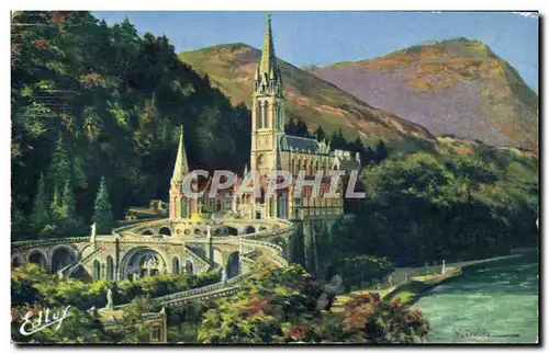 Cartes postales Lourdes La Basilique et le Gave