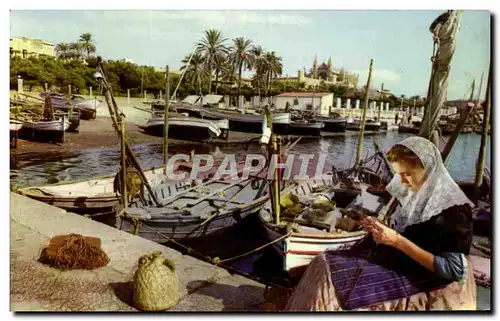 Cartes postales Mallorica Palma Remendando redes en et Muelle de Pescuderes