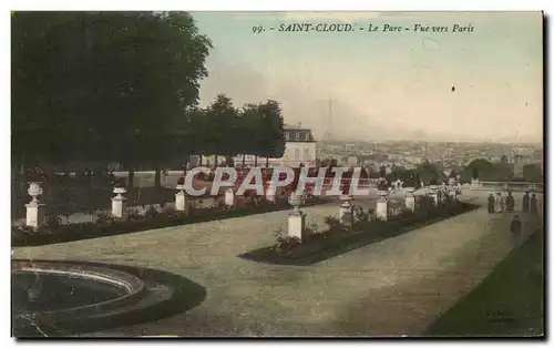 Cartes postales Saint Cloud Le Parc Vue vers Paris Tour Eiffel