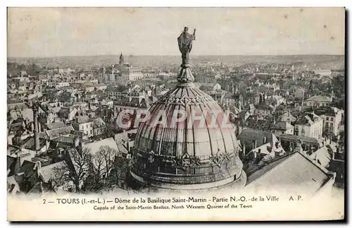 Cartes postales Tours Dome de la Basilique Saint Martin Partie de la Ville cupola of the Saint Martin Basilica