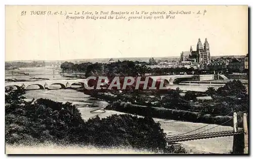 Cartes postales Tours La Loire le Pont Bonaparle et la Vue generale Nord Ouest