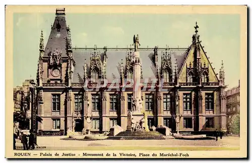 Ansichtskarte AK Rouen Palais de Justice Monument de la Victoire Place du Marechal Foch