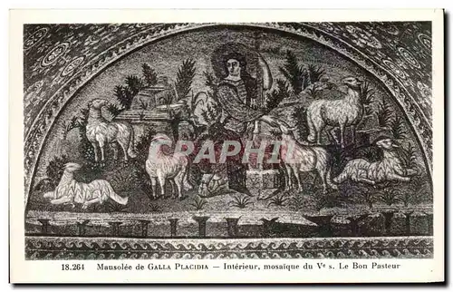 Cartes postales Mausolee de Galla Placidia Interieur mosaique le bon pasteur