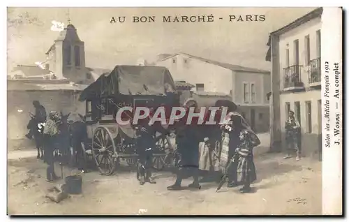 Ansichtskarte AK Au Bon Marche Paris Worms Au complet Attelage