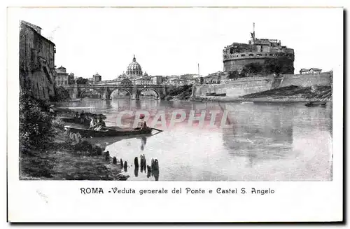 Cartes postales Roma Veduta Generale del Ponte e Castel
