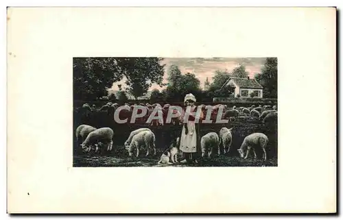 Cartes postales Bergere et moutons