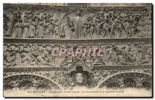 Cartes postales Bourges Cathedrale Poltail Central La Resurection Et La Jugement