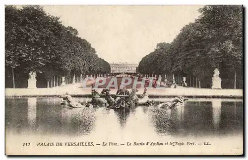 Cartes postales Palais De Versailles Le Parc Le Bassin d&#39Apollon et le Tapis Vert