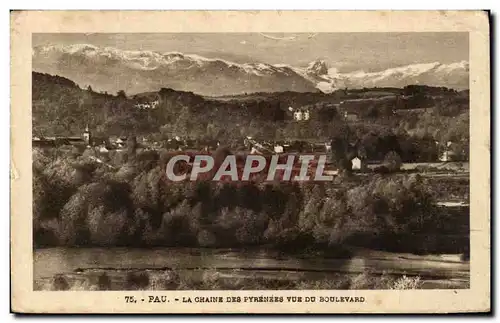 Cartes postales Pau LA Chaine Des Pyrenees Vue Du Boulevard