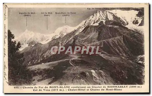 Ansichtskarte AK chemin De Fer Du Mont Blanc Conduisant Au Glacier De Bionnassay Col De Voza Chalet Hotel Et Chai